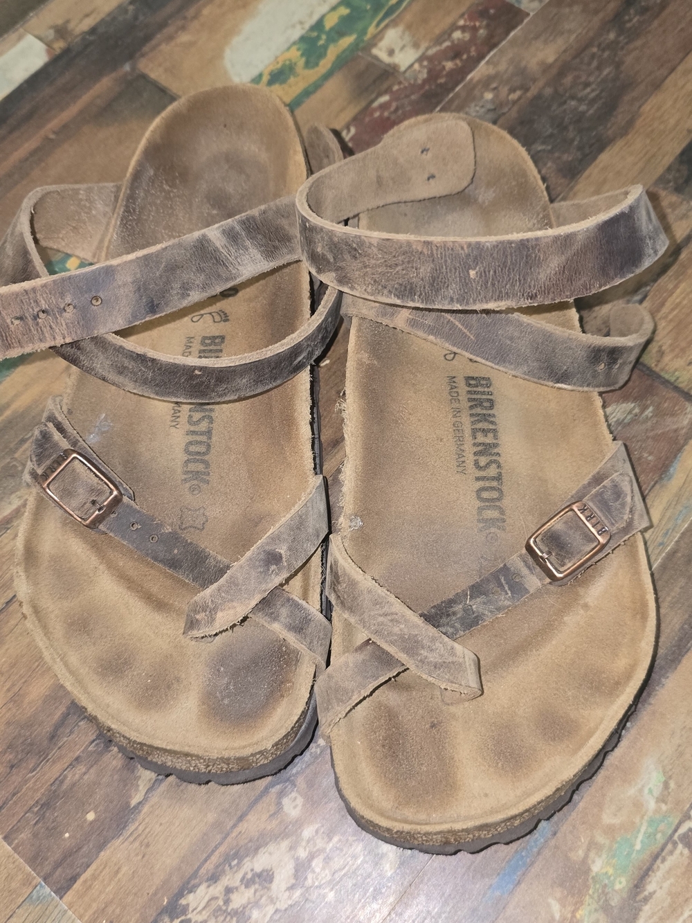 Birkenstock Brown Suede Strappy Sandals with Buckles Size 9.5